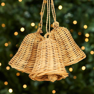 Hanging <b>Christmas</b> Jingle Bells Various Colors Handmade Rattan Xmas Holiday Bell Ornament <b>Cheap</b> Price - Product Image 1