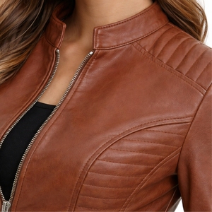 Women Custom Color Slim Fit Leather <b>Jacket</b> Zip Up Casual Fashion <b>Biker</b> <b>Jacket</b> Classic Style Comfortable Wear Leather <b>Jacket</b> - Product Image 5