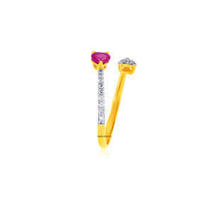 Anillo Abierto de Lujo con Diseño de Dos Turmalinas Redondas, Chapado en Oro, con Engaste de Garras, para Mujer, 10K, 14K, 18K, para Bodas y Fiestas - Product Image 4