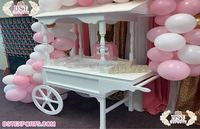 Chariot à bonbons moderne et luxueux pour fêtes d'anniversaire et mariages - Bois de teck durable, taille personnalisée, stand alimentaire, décoration de mariage