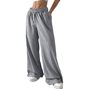 Pantalones deportivos de cintura baja con cordón para mujer, pantalones largos con bloques de color y bolsillos, joggers holgados informales para mujer - Product Image 1