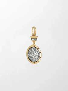 14k <b>Gold</b> Round Lab Grown Diamond <b>Pendant</b> Pave Blackened Bezel Set Minimalist Removable Charm Everyday Wear 10k 18k Real <b>Gold</b> - Product Image 3