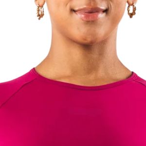 Camiseta Deportiva Rosa Intenso para Mujer, Manga Corta, Algodón, para Gimnasio, Fitness, Entrenamiento, Ejercicio, Deporte, Casual - Product Image 4