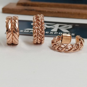 Interlocked Chain Design Copper <b>Magnetic</b> Therapy <b>Ring</b> Handmade Braided Artisan Antique Modern Adjustable Unisex Statement - Product Image 3