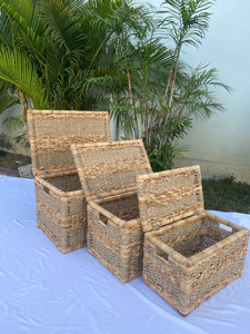 Hand-woven Seagrass Water Hyacinth <b>Baskets</b> Eco-friendly storage solutions for apparel toys decor. - Product Image 2