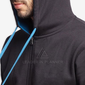 บริการ OEM เสื้อฮู้ดซิปผู้ชาย ผ้าฝ้าย 100% สีพื้น อุ่นสบายสำหรับฤดูหนาว คุณภาพสูง แห้งเร็ว ระบายอากาศดี ขายส่ง - Product Image 4