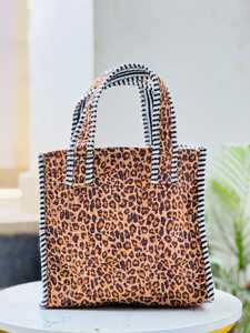 Sac fourre-tout en coton matelassé Veer Handicrafts, motif rayé, fermeture à glissière, poignées, style tendance, toutes saisons, pour voyages et shopping - Product Image 2