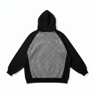 Sweat à capuche décontracté pour homme en coton 100% uni, avec strass brillants, style streetwear d'hiver, respirant - Product Image 3