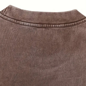 Camiseta de Algodón de Color Sólido Extra Grande para Hombre, Cuello Redondo, Manga Corta, Estilo Casual Lavado - Product Image 4