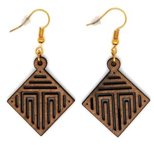 Pendientes de Madera de Lujo Hechos a Mano con Acabado Artesanal, Nuevo Estilo, Pendientes de Madera para Damas, para Fiestas - Product Image 1