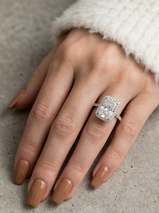 Anillo de compromiso y boda de moissanita con diseño floral y diamantes redondos para mujer, regalo hermoso - Product Image 5