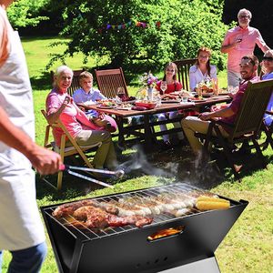 Portable Stainless Steel & Iron Foldable BBQ Grill for <b>Camping</b> Garden Outdoor Travel for Cooking - Product Image 2