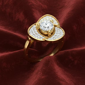 Creative Gold Floral Diamond <b>Statement</b> <b>Ring</b> with New Design for Women's Luxury Wedding Jewelry - Product Image 1