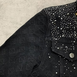 High Quality Men's Custom Outdoor Denim <b>Jacket</b> 100% Cotton Lightweight Windproof Stand Collar Denim <b>Rhinestone</b> <b>Jacket</b> - Product Image 5