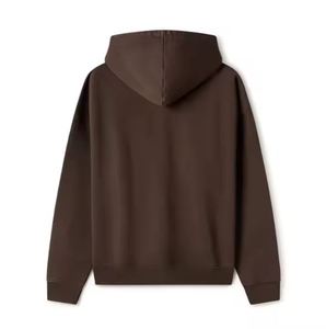 Sweat-shirt à capuche unisexe pour homme, en tricot uni, avec fermeture éclair, couleur marron foncé, tissu 100% coton 360g, vente en gros, logo personnalisé, vierge - Product Image 2