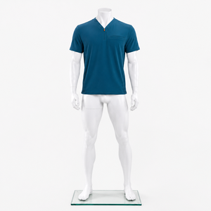 Ensemble de blouses médicales bleu marine pour hommes, col en V, coton et polyester tissé, uniforme d'hôpital avec poche poitrine pour usage médical - Product Image 5