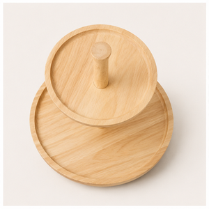 Eco-Friendly 2-<b>Tier</b> Acacia Wood <b>Cake</b> Stand Tiered Cupcake Display for Weddings & Parties Natural Wood Pastry Serving Tray - Product Image 5