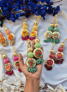 Shubh Labh <b>Tissue</b> Potli Festive Indian Diwali Door Hanging <b>for</b> <b>Wedding</b> & Housewarming Handmade Embroidered Return Gift Bag - Product Image 2