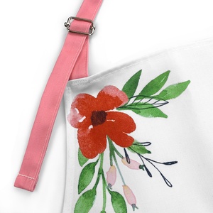 100% Polyester Sleeveless Cute <b>Apron</b> Orange and Pink Printed Flower Garden for Food Cooking - Product Image 4