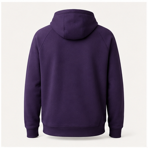 เสื้อฮู้ดดี้ผู้ชายสีม่วงเข้มทรงหลวมสไตล์โมเดิร์น ปรับแต่งได้ พร้อมเชือกผูกสีโทนเดียวกัน ด้านหน้าเรียบ ผ้าฝ้ายเนื้อหนา MHOOD-0023 - Product Image 2