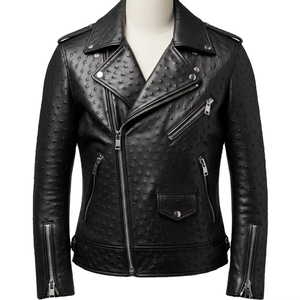 Nouvelle arrivée, veste bomber en cuir de vache brodée pour homme, automne, haute qualité, PU, écologique, coupe-vent, doublure en fausse fourrure, maximisation de la chaleur - Product Image 4