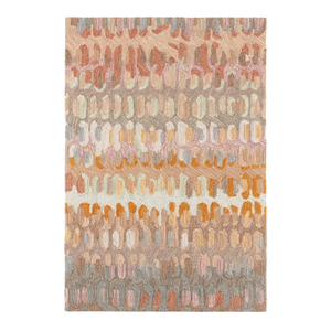 Tapis d'intérieur moderne personnalisé en laine tuftée à la main, à poils ras, motif géométrique treillis, tons terreux taupe et bleu ciel côtier, pour l'hôtellerie - Product Image 1