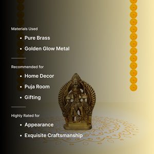 Estatua de la Diosa Lakshmi de Latón Hecha a Mano de 3 Pulgadas, Figura Tradicional en Tono Dorado, Escultura de Sobremesa para el Hogar o Templo - Product Image 5
