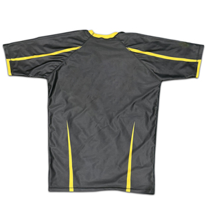 Men's <b>Black</b> Yellow Rash Guard Short Sleeve Quick Dry Sport <b>Shirt</b> <b>Compression</b> Fitness Top - Product Image 2
