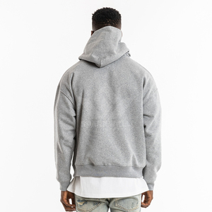 Sudadera con Capucha Gris para Hombre, Corte Regular, Color Sólido, Informal, Felpa Francesa, 100% Algodón, Ropa de Otoño - Product Image 1