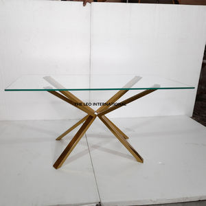 Accessoires de mobilier rectangulaires en acier inoxydable et verre transparent pour salon, salle de séjour et balcon - Product Image 1