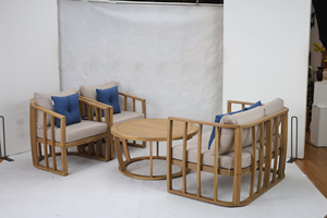 Ensemble de salon de jardin Acacia 4 places, mobilier d'extérieur contemporain, bois massif, résistant aux intempéries, finition naturelle - Product Image 2