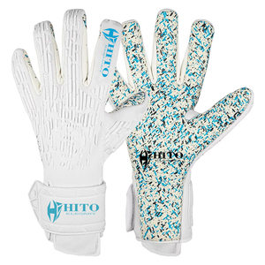 Gants de gardien de but de football en néoprène blanc sur mesure de qualité supérieure, avec sangle élastique allemande de 4 mm, coupe hybride. - Product Image 1