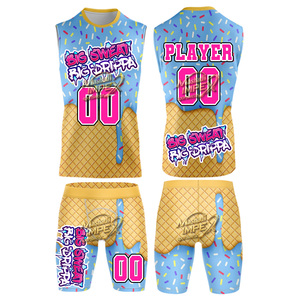 เสื้อแข่ง MASHADI Ice สำหรับงานพิมพ์ลายแบบ Sublimation บนผ้า Spandex/Polyester Mesh สำหรับเกม 7v7 สีน้ำเงิน แบบไม่มีแขน ระบายเหงื่อได้ดี ป้องกันแบคทีเรีย - Product Image 1