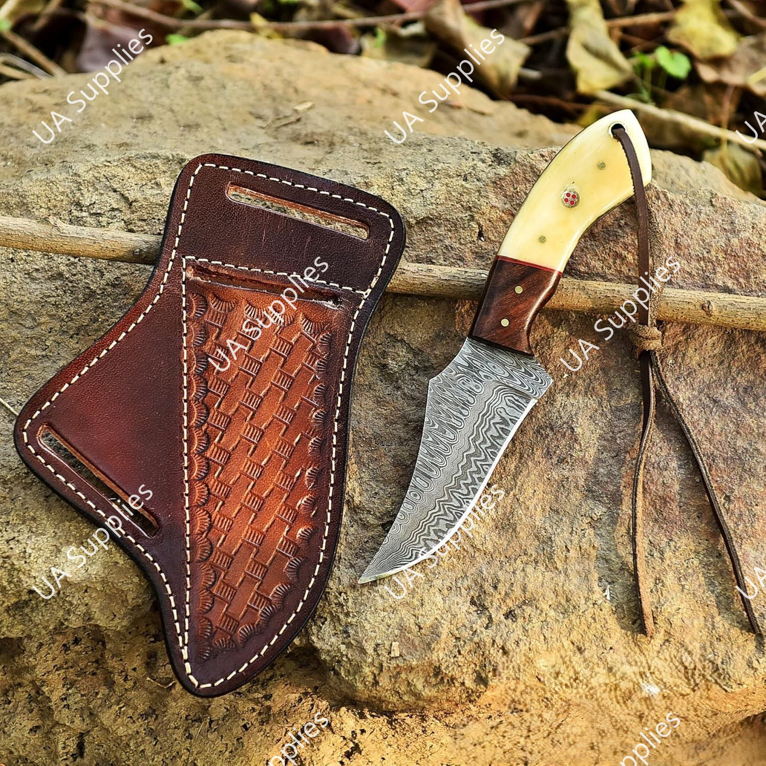 Damascus Steel & Camel Bone , Rosewood