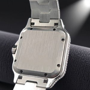 Reloj de Lujo Cuadrado Estilo Hip Hop con Incrustaciones de Diamantes Moissanite VVS, Esfera Árabe, Acero Inoxidable, para Hombre, ETA - Product Image 5