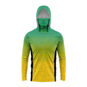 Hoodie de pêche intégral 100% polyester imperméable et respirant, design sublimé, manches longues, UPF35, séchage rapide, pull-over - Product Image 1