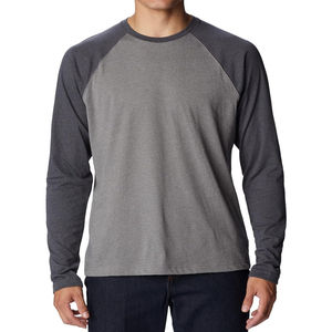 T-shirts pour hommes décontractés d'été à col rond, extensibles, 100 % coton, à manches longues, fabriqués en usine, écologiques et à séchage rapide, vente en gros - Product Image 1