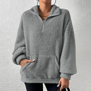 Sweat-shirt d'hiver pour femme en polaire sherpa, écologique, respirant, avec logo sur le devant, pull décontracté pour un usage quotidien - Product Image 1