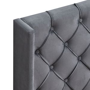 Letto imbottito con bottone in velluto con disegno ad ali facile montaggio forte supporto per doghe in legno - Product Image 4