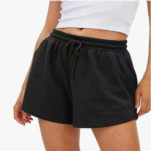 Shorts décontractés noirs pour femmes, taille élastique, légers, pour l'été, pour la détente, à porter au quotidien - Product Image 1
