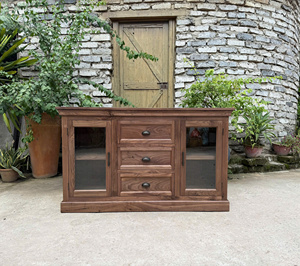 Juego de Muebles para Dormitorio Song Kon, Tamaño Queen, Madera Sólida, Diseño Rústico Antiguo, Puertas Corredizas de Vidrio Templado - Product Image 3