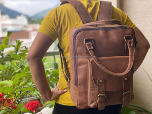 Cuir pleine fleur marron foncé Vintage hommes rétro véritable peau de vache véritable sac à dos en cuir de vache voyage sac à dos pour hommes femmes - Product Image 5