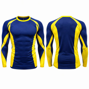 Chemises de compression à manches longues pour hommes, couleur unie, respirantes, tricotées, décontractées, personnalisées, pour la salle de sport - Product Image 1