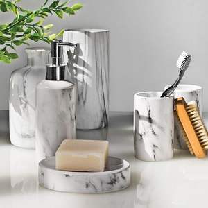 Juego de Accesorios de Baño de Resina de 4 Piezas, Diseño Ecológico de Lujo 2026, para Uso en Hogar y Hotel, Calidad Premium, Personalizable OEM - Product Image 1