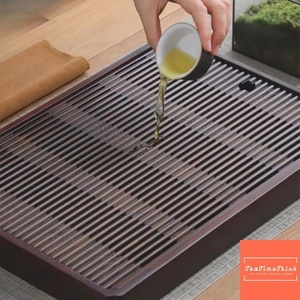 Bandeja de Té de Madera Oscura de Lujo, Elegante Tabla de Servicio de Bambú para Gongfu, Mesa de Té Estilo Japonés, Acabado Liso en Nogal, Decoración para el Hogar, Regalo - Product Image 2
