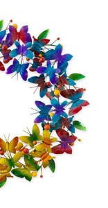 Décoration murale en métal en forme de papillon et de couronne florale, ornement suspendu en fer en forme de croissant de lune et de tournesol pour extérieur, vente en gros - Product Image 6