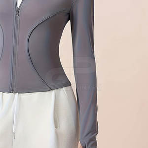 Chaqueta de yoga para mujer, suave al tacto, ligera, de manga larga, con cremallera completa, para entrenamiento físico y correr - Product Image 6