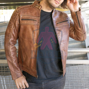 เสื้อแจ็คเก็ตมอเตอร์ไซค์หนังแท้สำหรับผู้ชาย คุณภาพสูง น้ำหนักเบา กันลม กันน้ำ ระบายอากาศได้ดี สีพื้น ขายดี สวมใส่ง่าย เหมาะสำหรับฤดูหนาว - Product Image 3