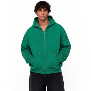Sudadera con Capucha de Invierno para Hombre, Personalizada, con Cierre de Perlas, Algodón Premium, Estilo Urbano, Fabricante de Ropa con Marca Privada OEM ODM - Product Image 2