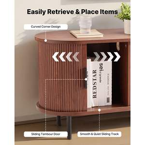 Boho Style <b>TV</b> <b>Stand</b> Entertainment Center Adjustable Storage Shelves Rolling Door Media Console Table for <b>TVs</b> 58 350 Lbs Load - Product Image 3